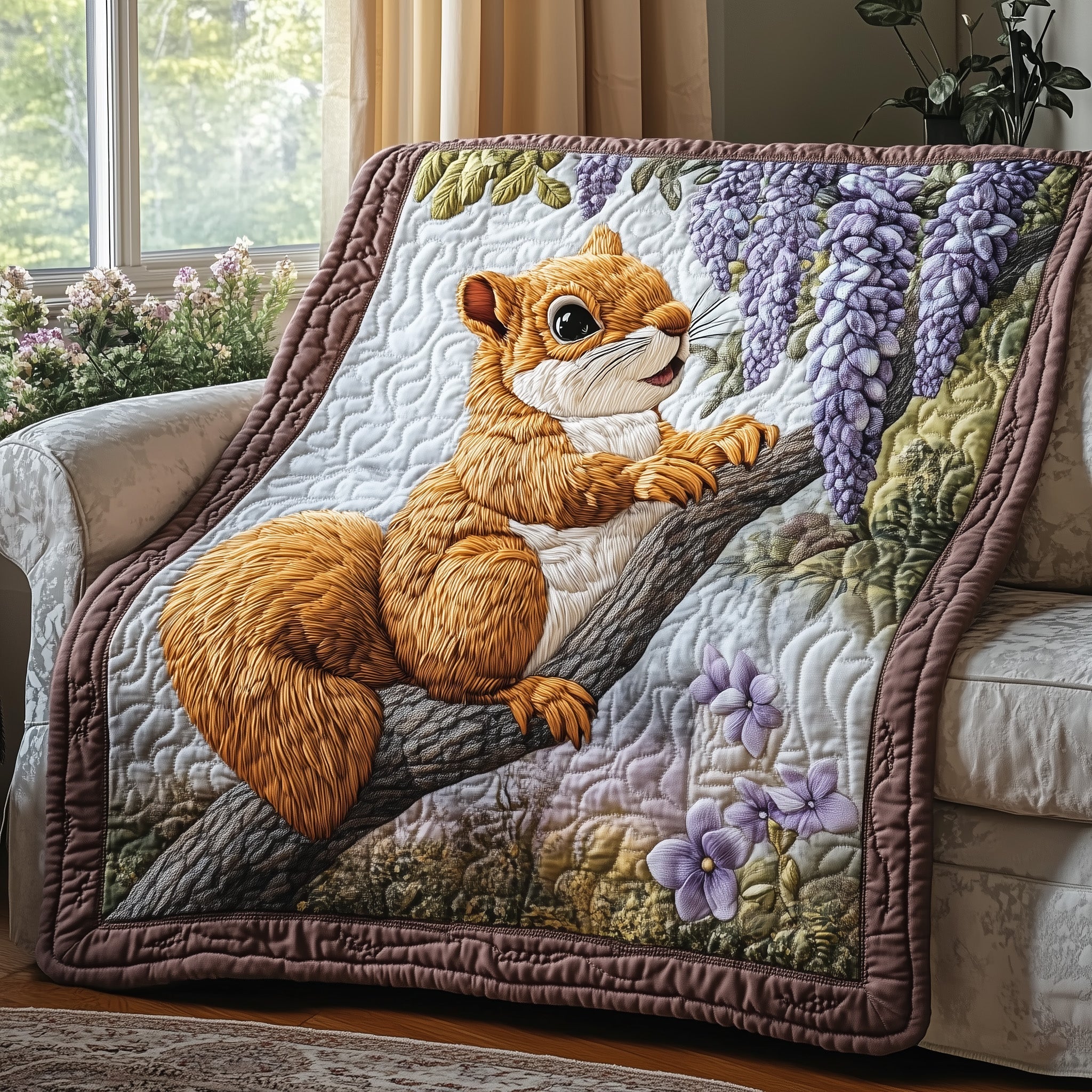 Squirrel Quilted Blanket Nice Throw BlanketChristmas Gift Ideas Daughter In Law