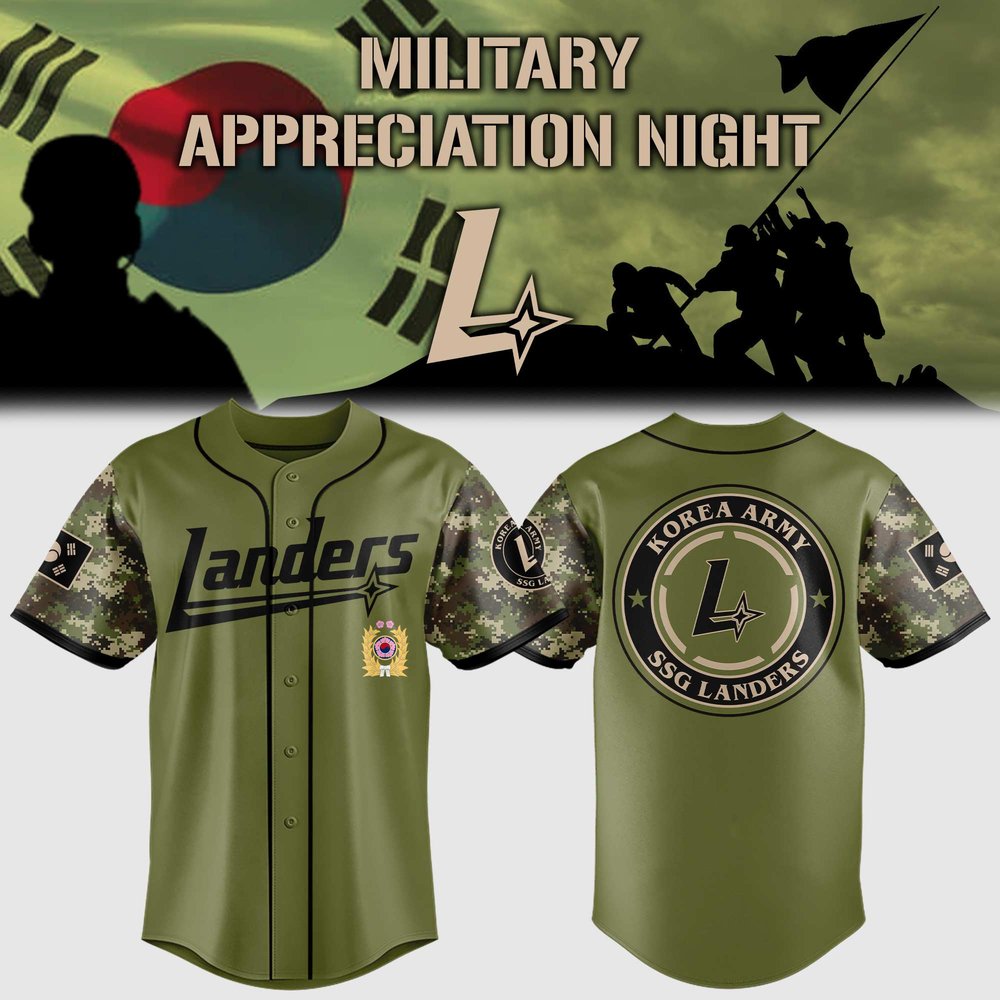 SSG Landers Baseball 2025 Military Appreciation Baseball Jersey SSG Landers Merch Gift Ideas For Baseball Players