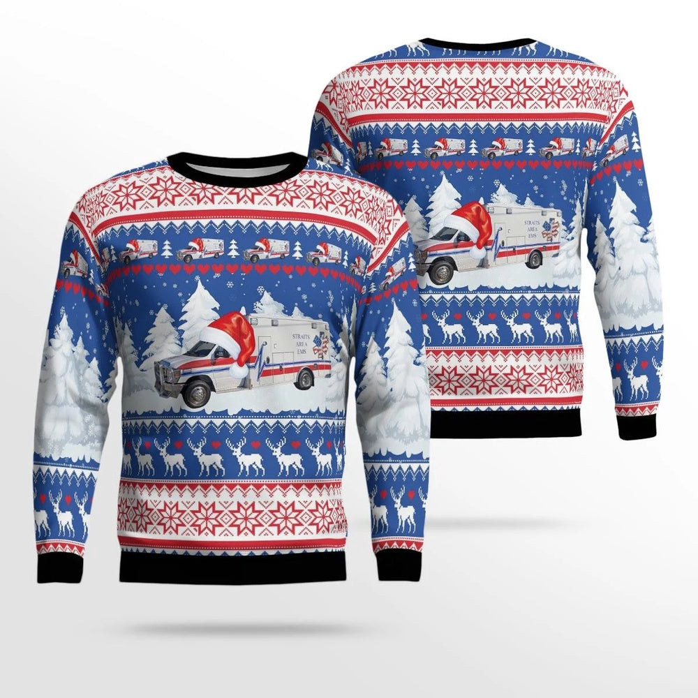 St Ignace Michigan Straits Area EMS Authority AOP Ugly Sweater Unisex Christmas Gift
