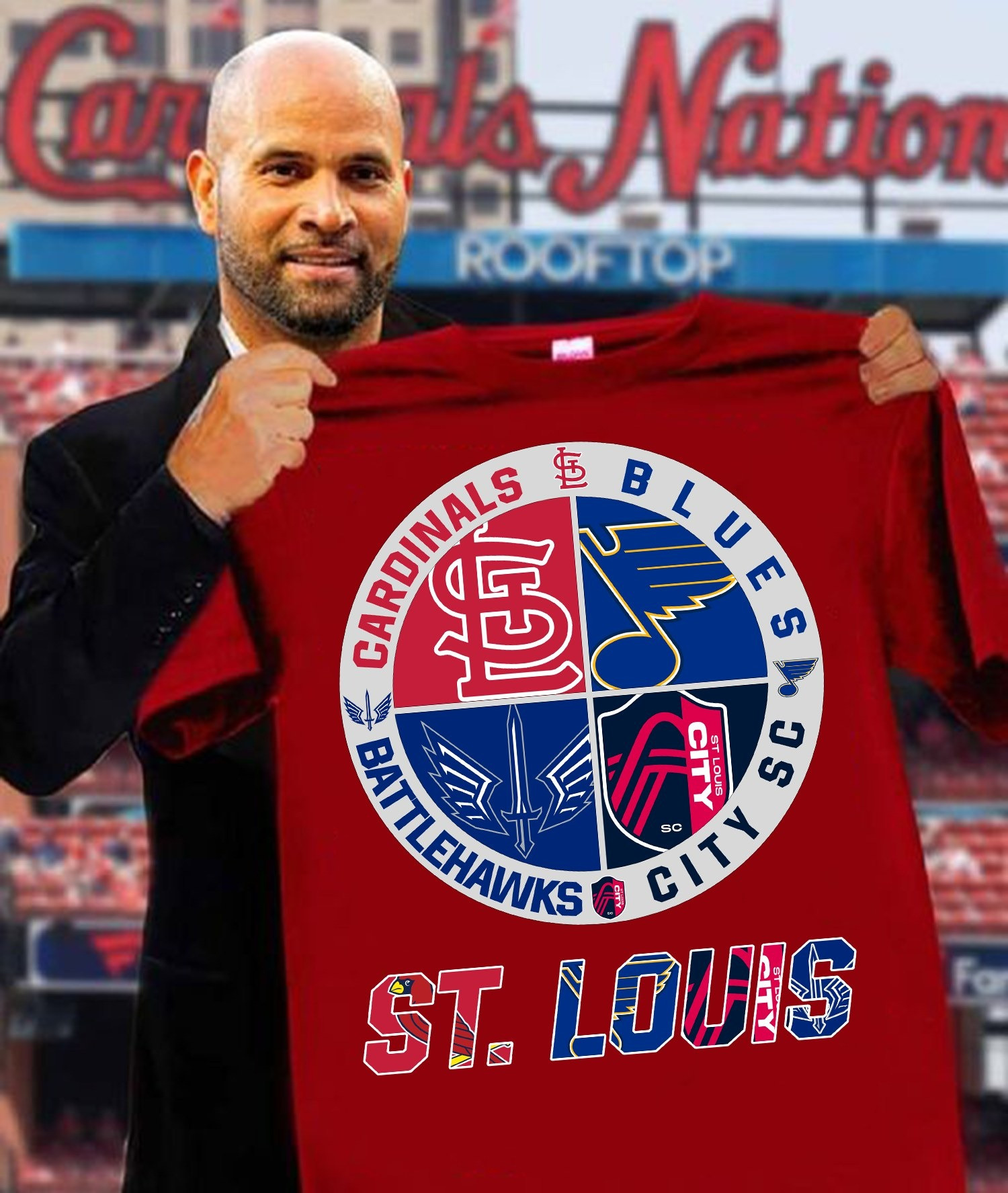 St Louis Cardinals Blues Battlehawks City SC T-Shirt Gifts For St Louis Sports Teams Fans