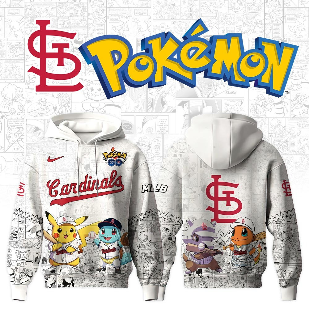 St Louis Cardinals X Pokemon Go Hoodie MLB Merch Gifts For Baseball Lovers Fans For Him Her