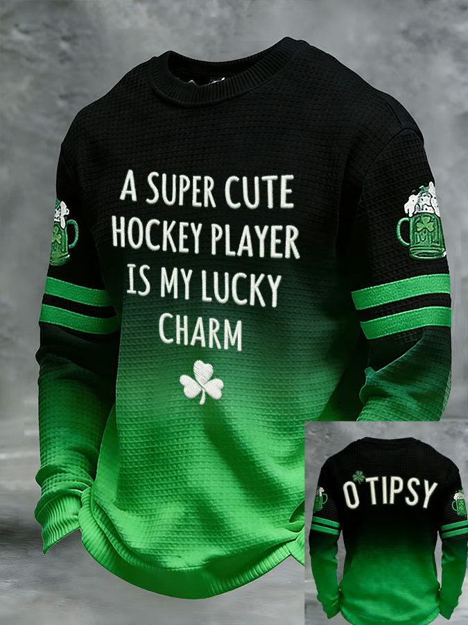 St Paddy's Day A Super Cute Hockey Player Is My Lucky Charm Happy Saint Patrick'S Day Gifts