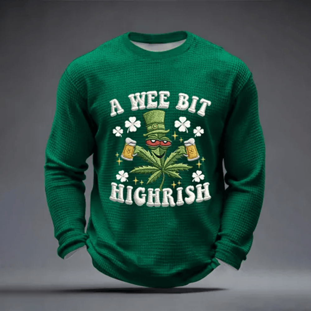 St Patrick Day A Wee Bit Highrish Waffle Long Sleeve Shirt St Paddys Day Apparel
