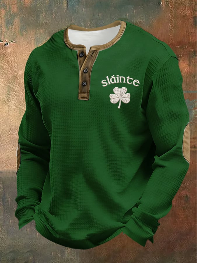 St Patrick Day Slainte Button Long Sleeve Shirt Holiday Apparel Cool Gift Ideas