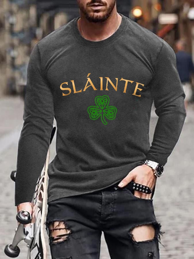 St Patrick Day Slainte Long Sleeve Shirt St Patrick's Day Apparel Boyfriend Gift Ideas