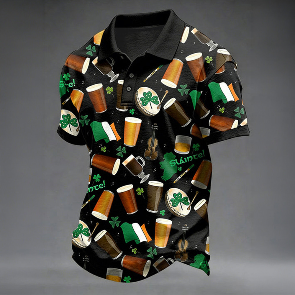 St Patrick's Day 2026 Dry Irish Stout Polo Shirt Saint Patrick's Day Clothes Father Gift Idea