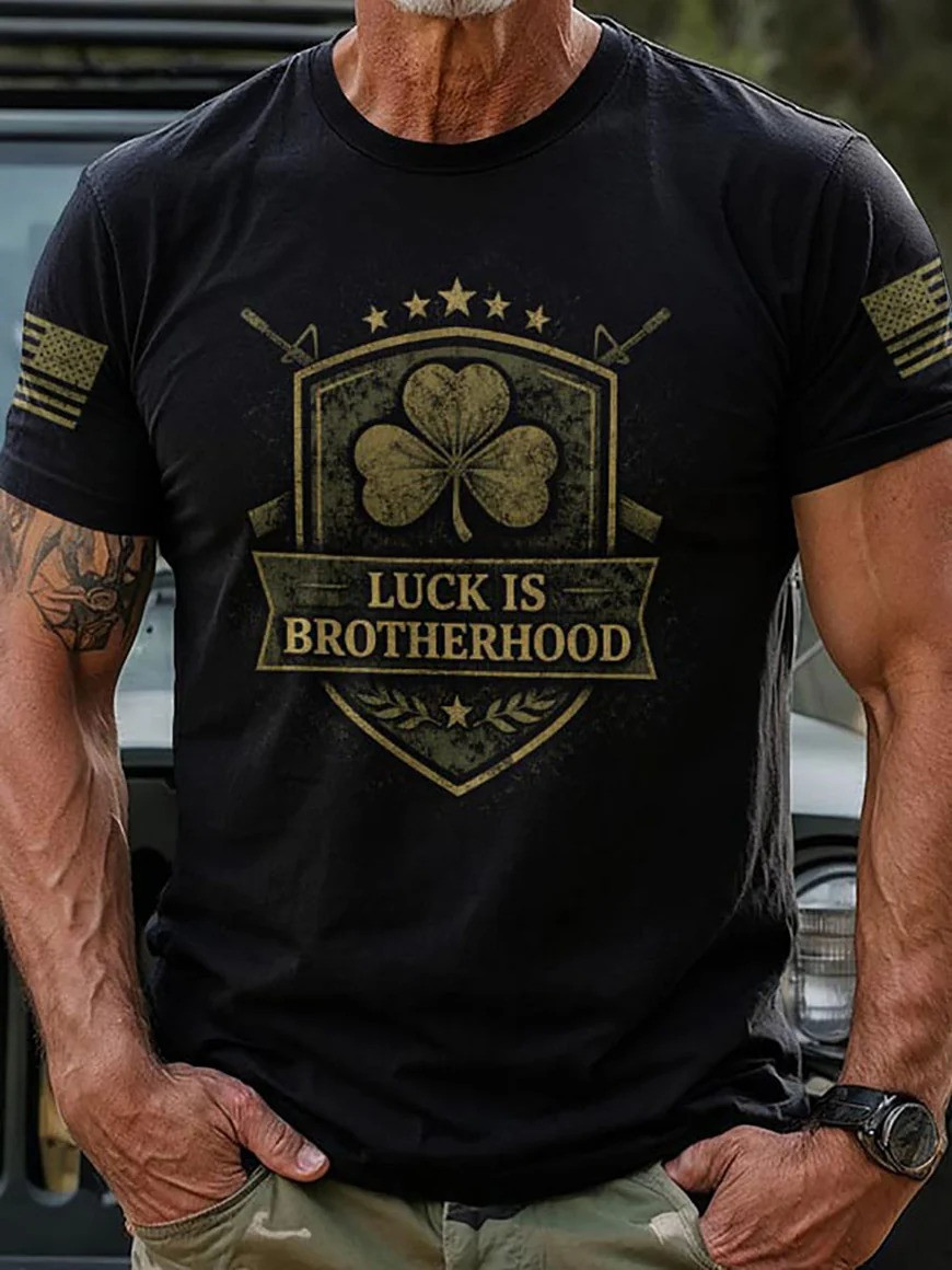 St Patrick's Day Apparel Luck Is Brotherhood Shirt Holiday Clothing Gifts For Dad