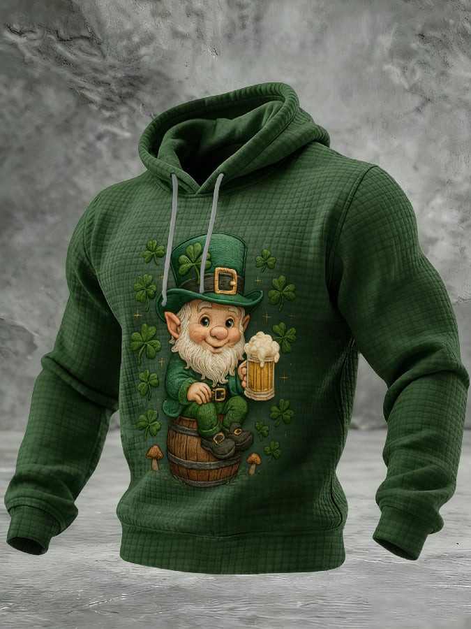 St Patricks Day Art Hoodie Cheerful Leprechaun St Patrick's Day Apparel Gift For Men