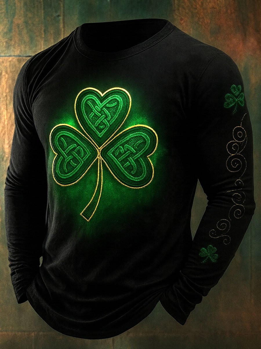 St Patricks Day Art Long Sleeve Shirt St Patrick's Day Apparel Gifts For Boyfriend