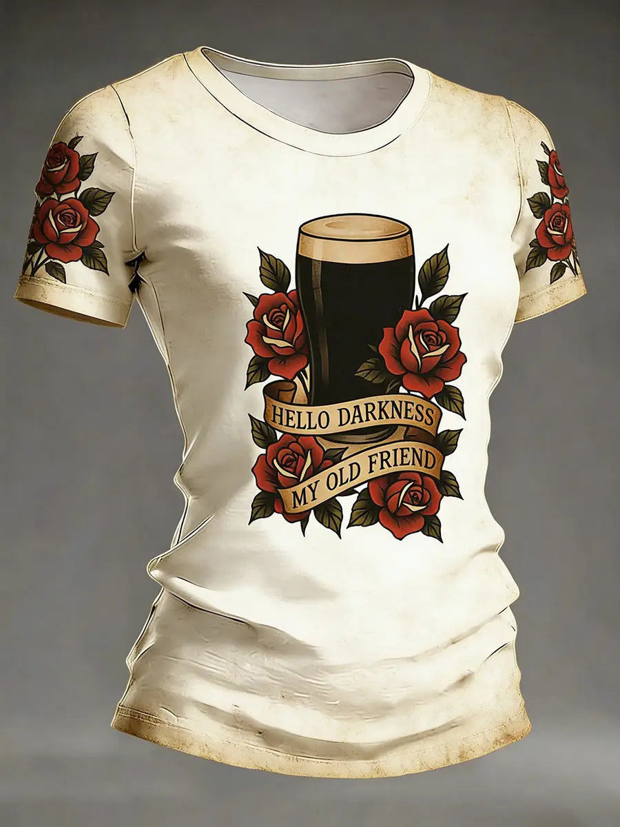 St Patricks Day Beer Graphic Short Sleeve T-Shirt Women Saint Patrick's Day Funny Irish Lucky Gift For Her