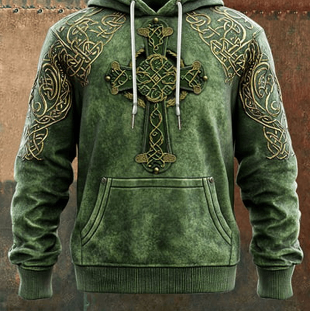 St Patrick's Day Celtic Cross Vintage Hoodie St Patrick's Day Outfit St Patricks Presents
