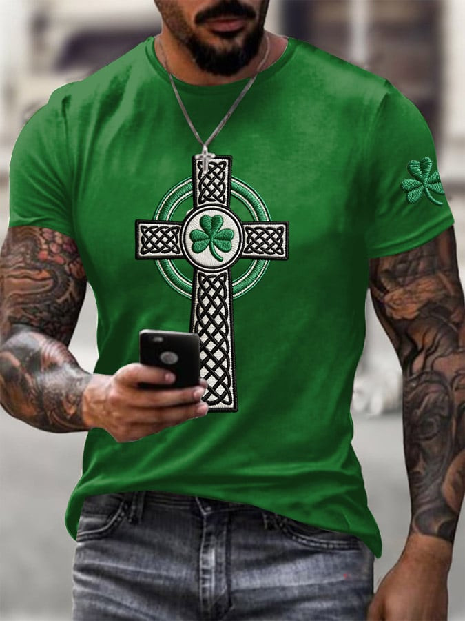 St Patricks Day Faith Cross Art T-Shirt Shamrock Shirts Best Gift Ideas For St Patrick's Day