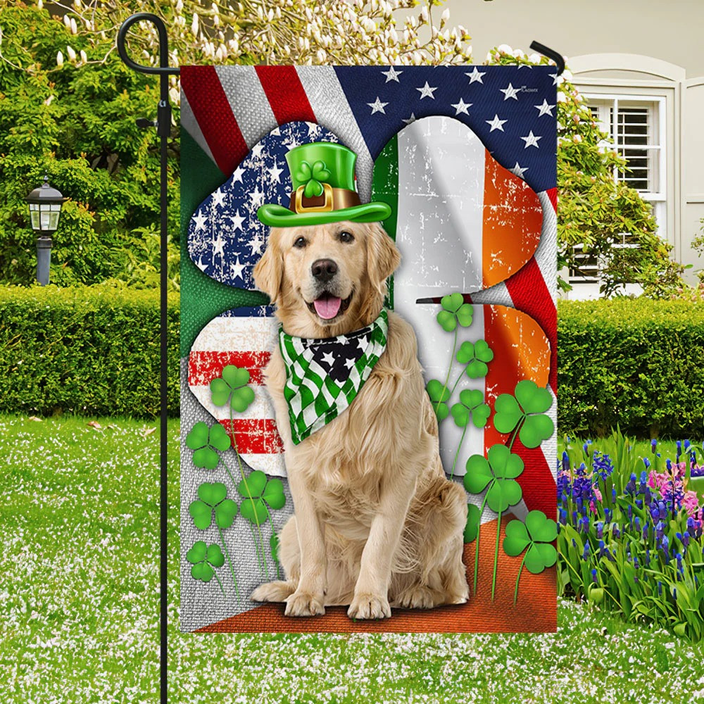St Patricks Day Golden Retriever Flag Irish American Dog Shamrock Large Yard Flag Gift Ideas