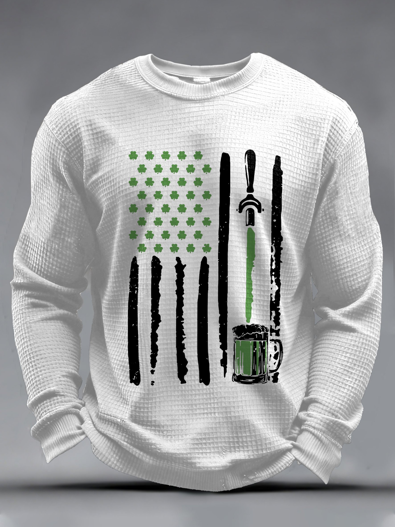 St Patrick's Day Irish American Flag Draft Beer Shamrock Long Sleeve Shirt Festive Irish Gifts