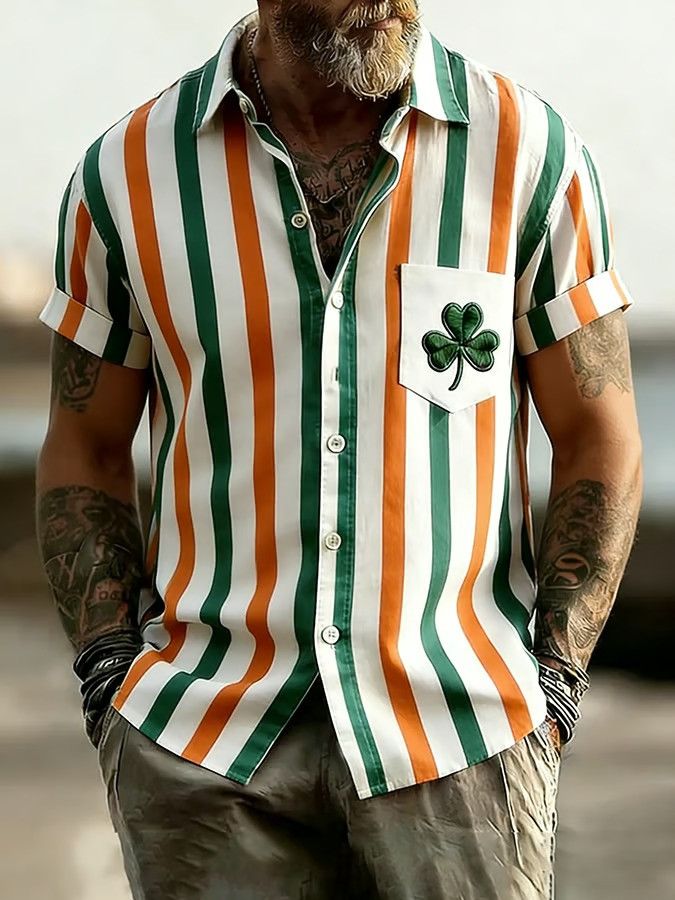 St Patricks Day Irish Flag Hawaii Shirt Ireland Tricolor Casual Top Best Gift For Friends