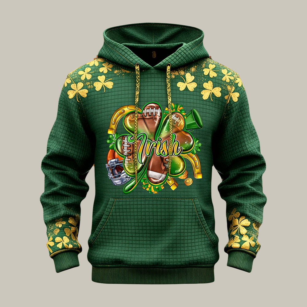 St Patrick's Day Irish Heritage Football Hoodie St Patrick's Day Apparel Football Fan Gear
