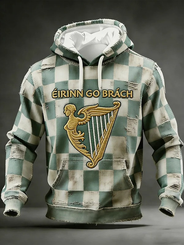 St Patricks Day Irish Plaid Hoodie Saint Patrick's Day Lucky Shamrock Irish Pride Gift Men