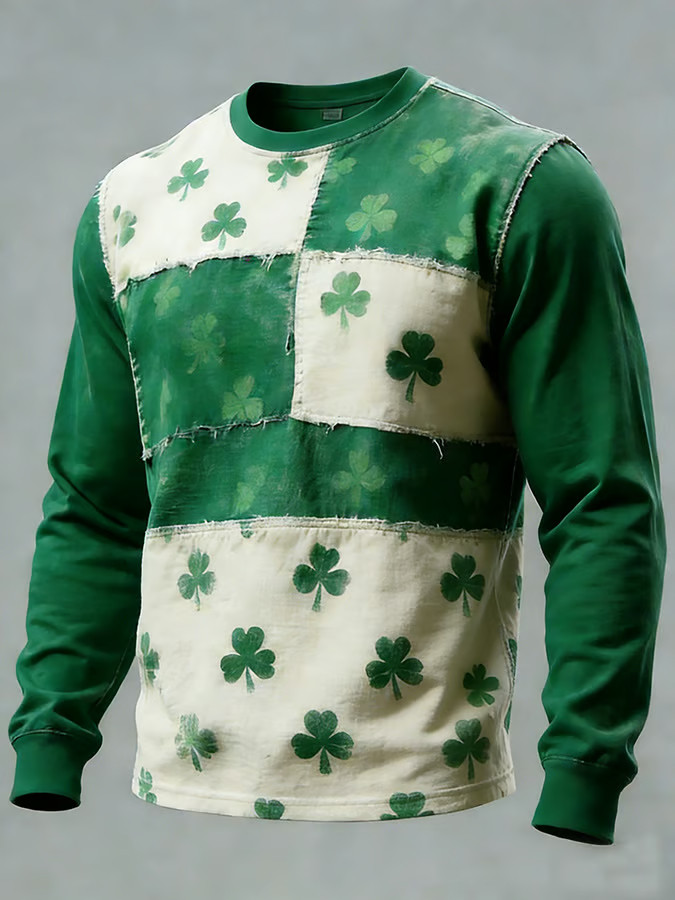 St Patricks Day Irish Shamrock Pullover Long Sleeve Shirt Patty's Shirt Holiday Gift For Men