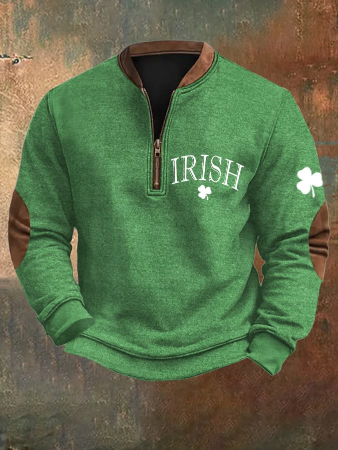St Patricks Day Irish Zip Collar Sweatshirt Irish Day Holiday Clothing Ideas Gift For Him