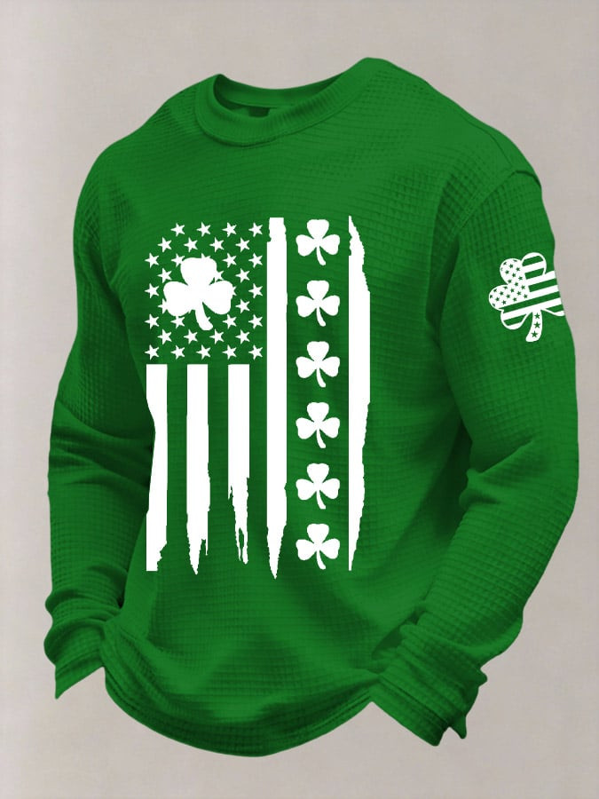 St Patricks Day Long Sleeve Shirt Shamrock Pattern Holiday Apparel Gift Ideas