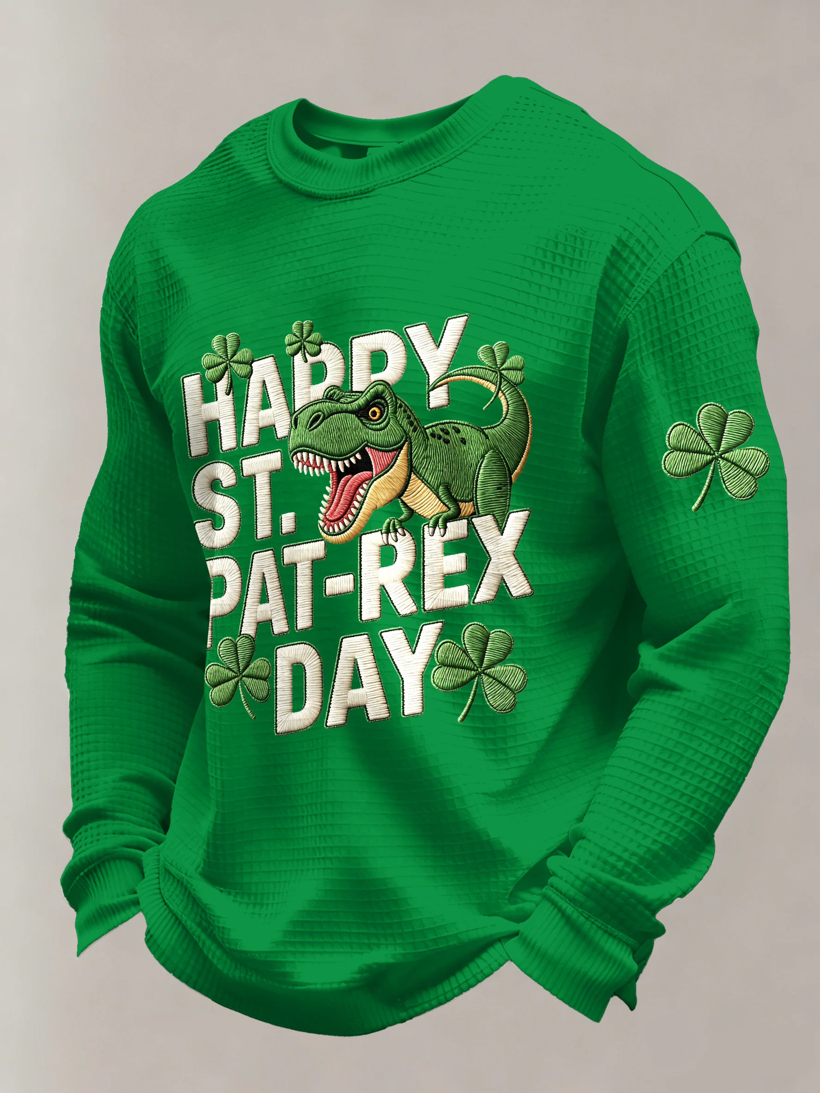 St Patricks Day Long Sleeve T-Shirt Happy St Pat Rex Dabbing Shamrock Irish Good Luck Gifts
