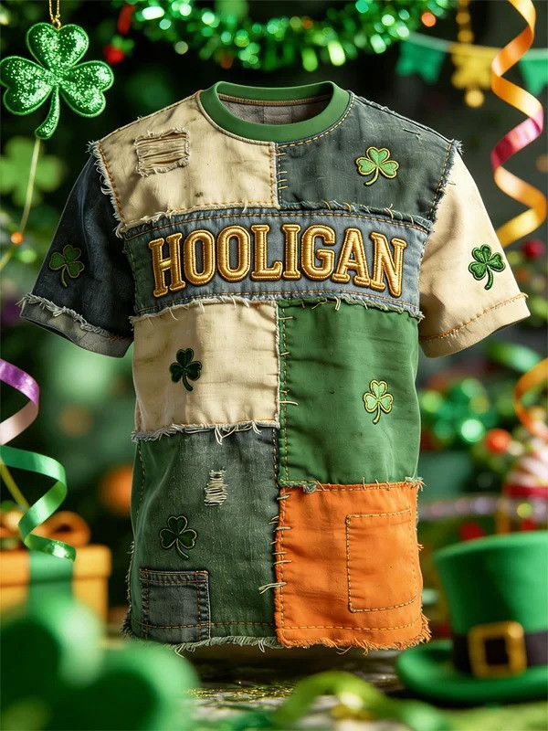 St Patricks Day Lucky Clover Geometric Graphic T-Shirt Irish Shamrock Tee Gift For Men