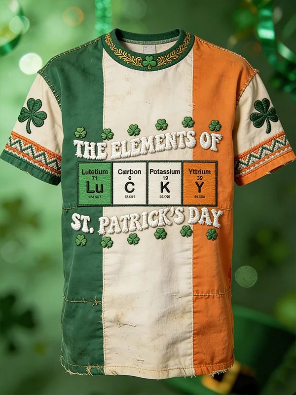 St Patricks Day Lucky Clover Geometry Graphic T-Shirt Irish Shamrock Tee Best Gift Men