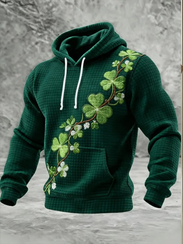 St Patricks Day Lucky Clover Hoodie Irish Shamrock Saint Patrick's Day Fan Gear Gift For Men