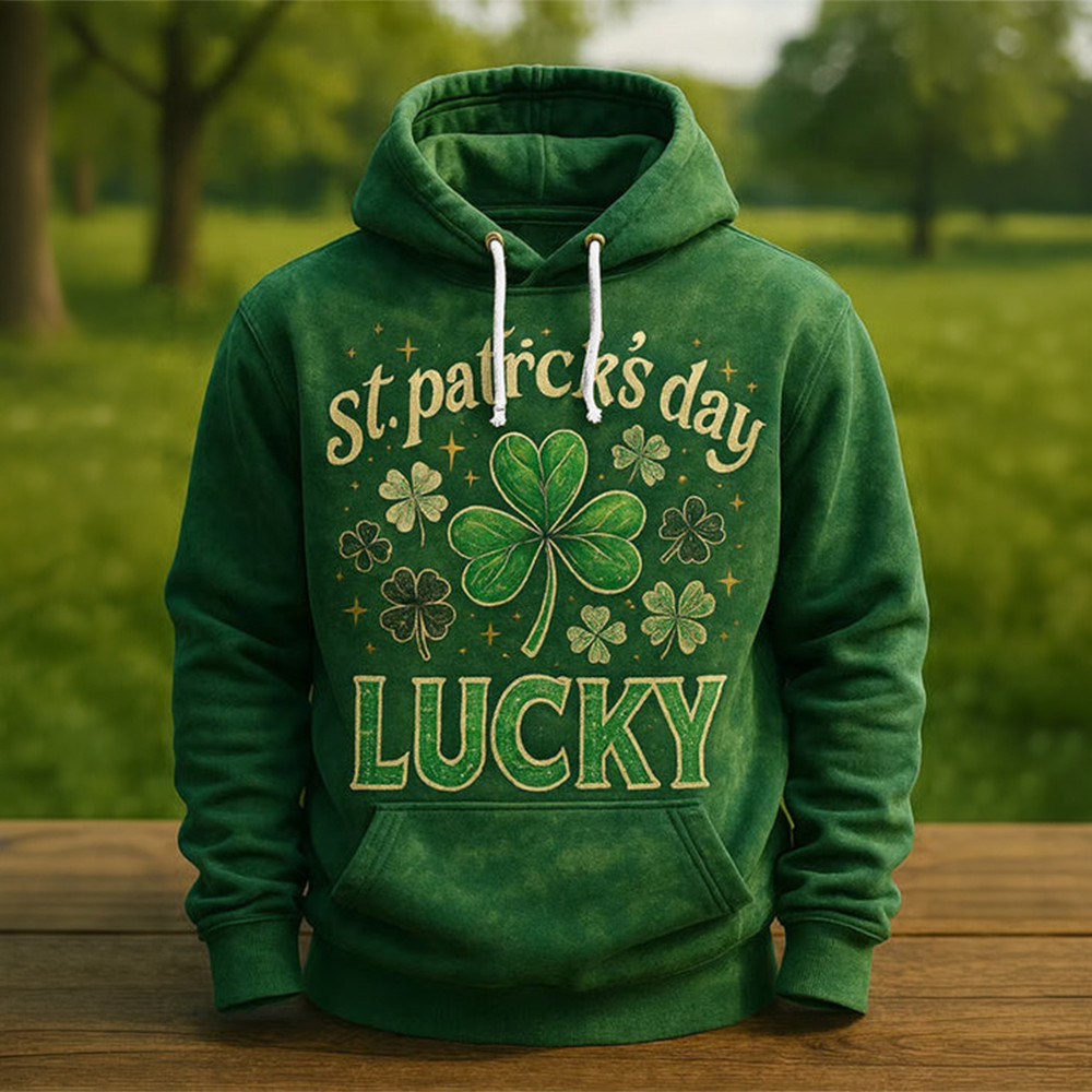 St Patrick's Day Lucky Hoodie Saint Patrick's Day Hooded Sweatshirt Holiday Outfit