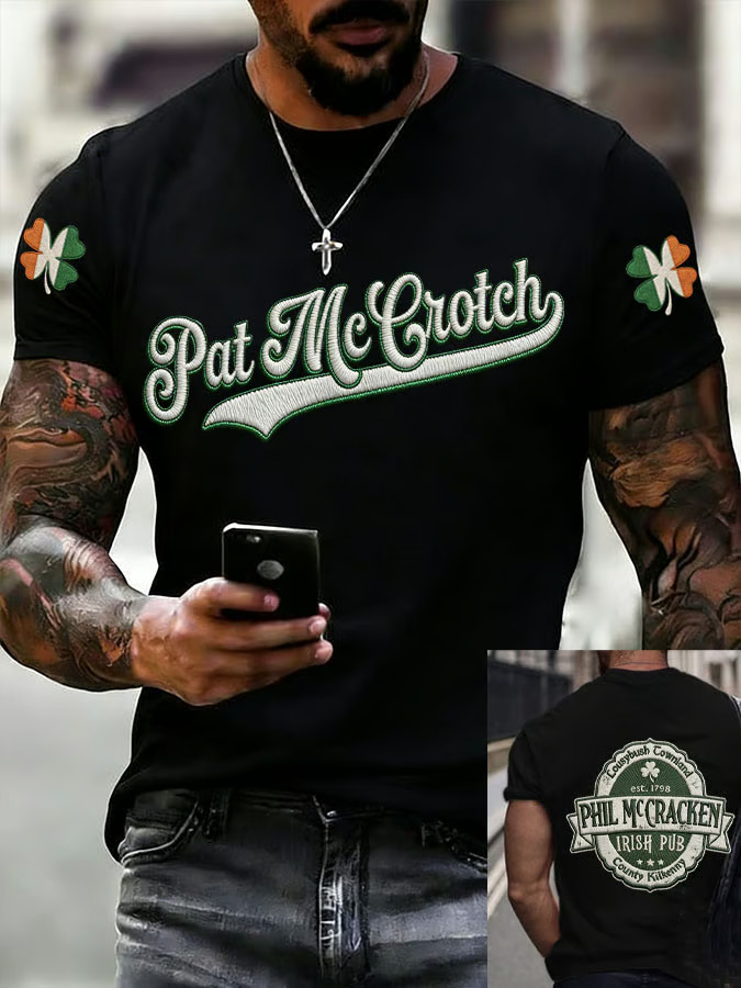 St Patrick's Day Pat McCrotch Short-Sleeved T-Shirt Funny Irish Pub Gift