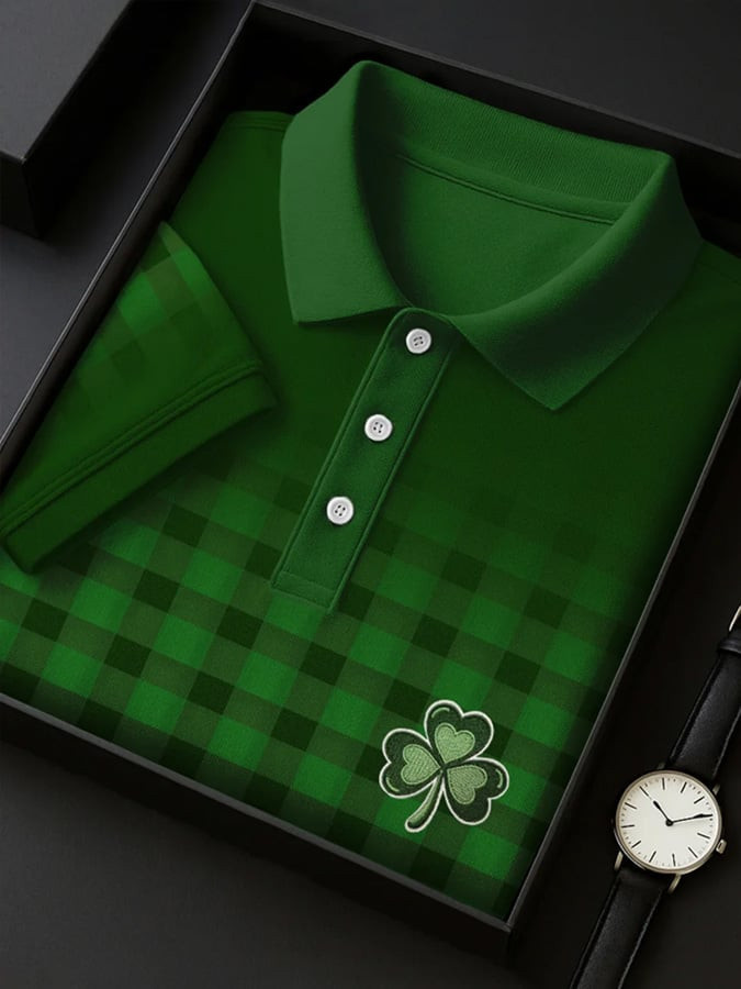 St Patricks Day Polo Shirt Shamrock Graphic Holiday Clohting Best Gifts For Dad