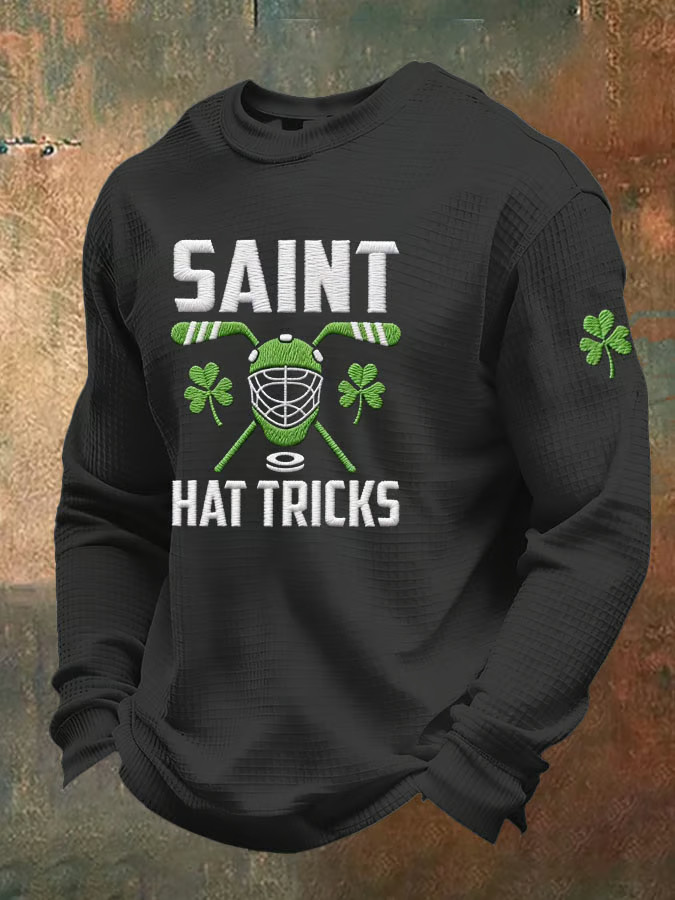 St Patrick's Day Saint Hat Tricks Hockey Shamrock Long Sleeve T-Shirt Shamrock Gift Ideas