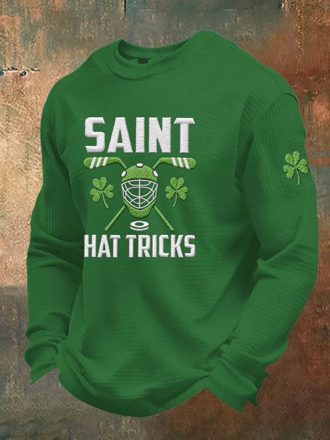 St Patrick's Day Saint Hat Tricks Hockey Shamrock Long Sleeve T-Shirt Shamrock Gift Ideas