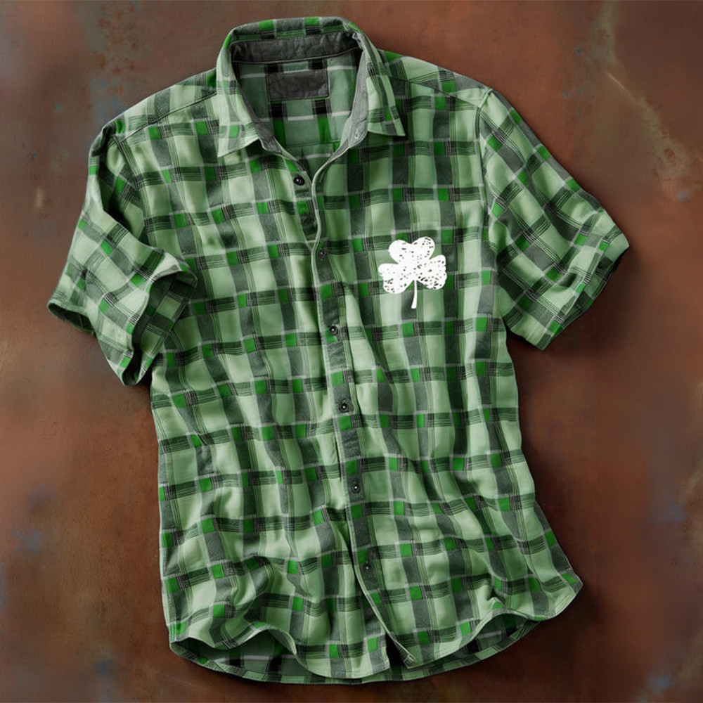 St Patricks Day Shamrock Art Button Shirt Saint Patrick Day 2026 Clothes Gift For Boyfriend