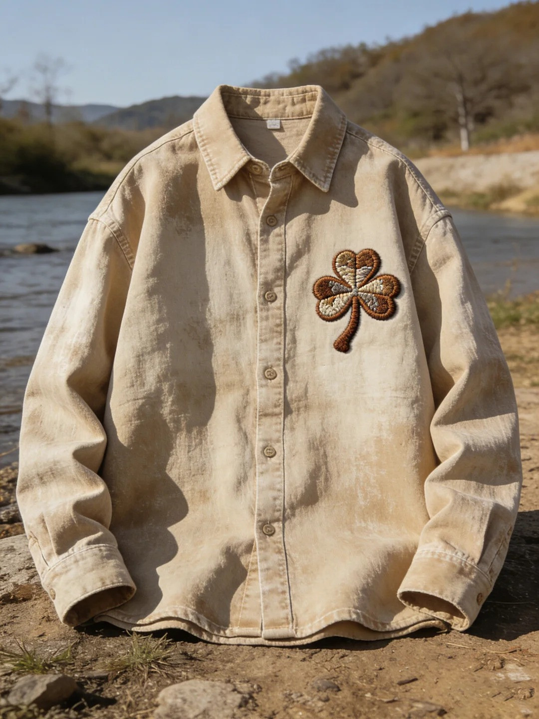 St Patricks Day Shamrock Button Up Long Sleeve Shirt Irish Lucky Clover Fan Gear Gift Men