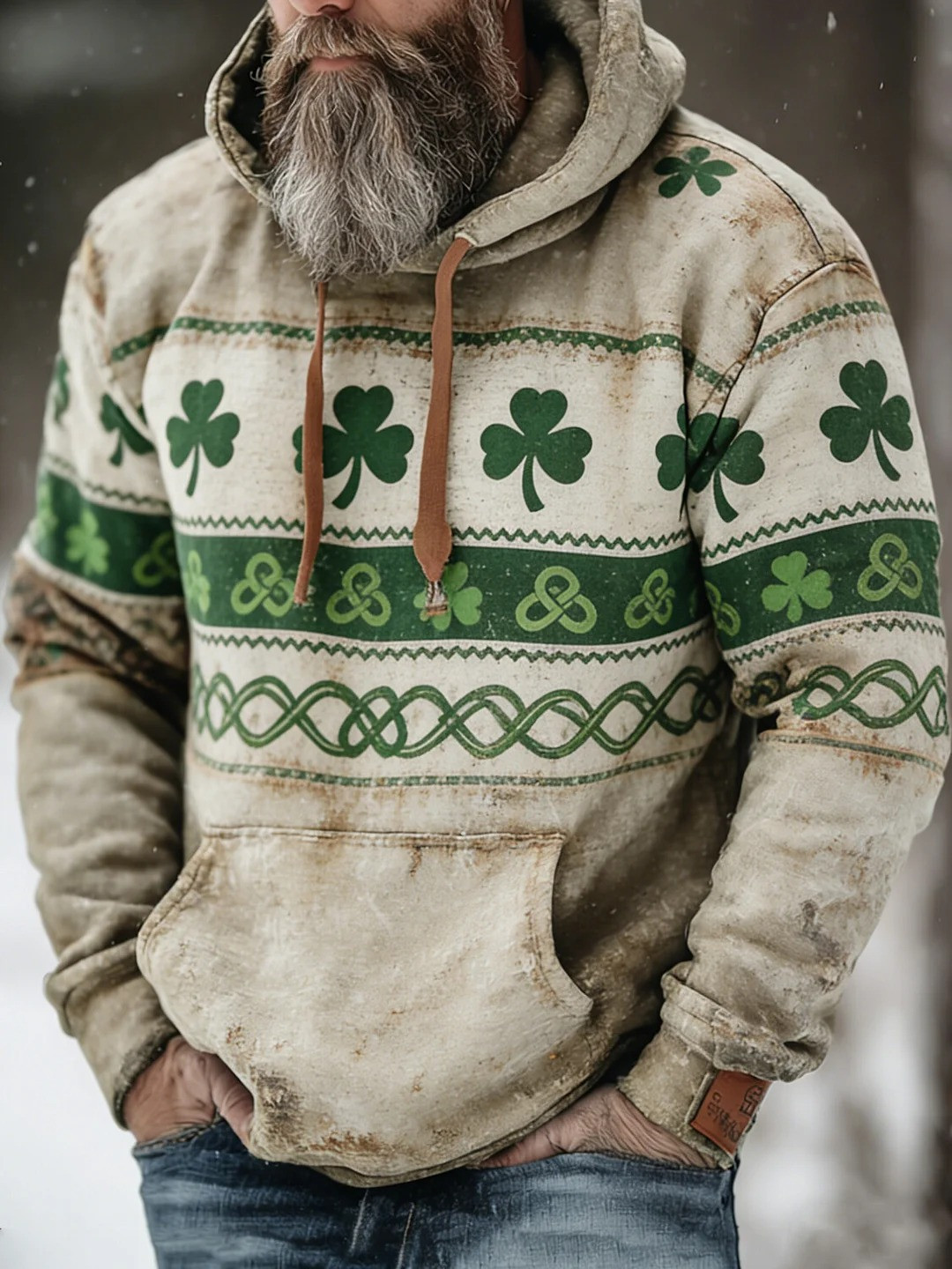 St Patricks Day Shamrock Celtic Knot Hoodie Saint Patrick's Day Irish Lucky Clover Gift Men
