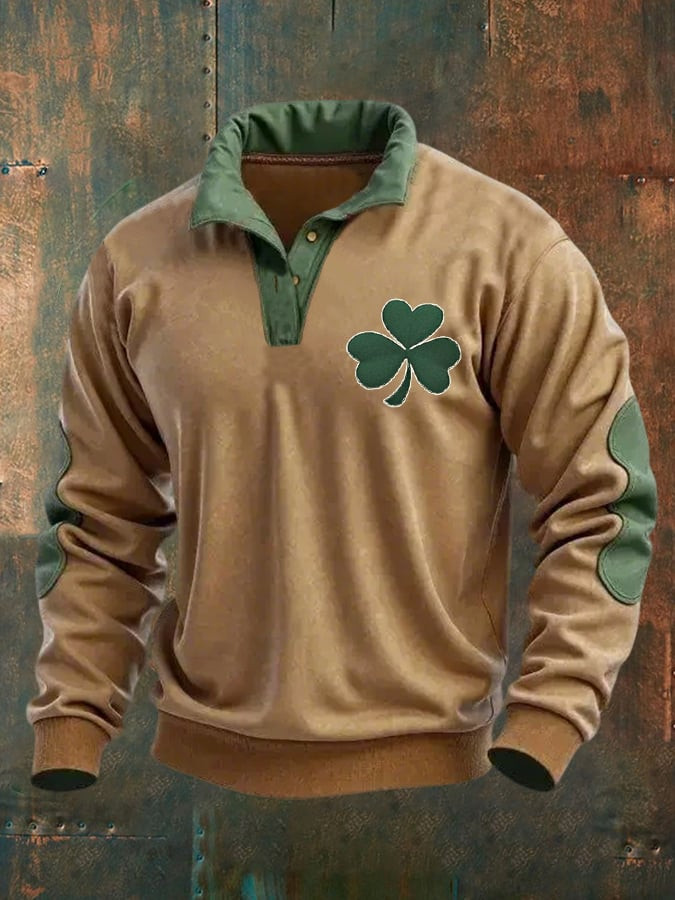 St Patricks Day Shamrock Collar Sweatshirt Lucky Charm St Patrick Day Apparel Gifts