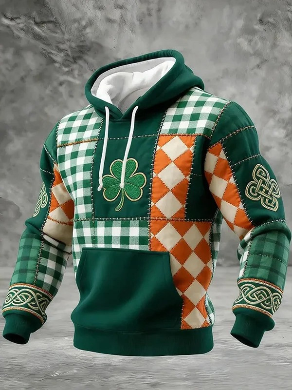 St Patricks Day Shamrock Color Block Hoodie Saint Patrick's Day Irish Lucky Clover Gift Ideas