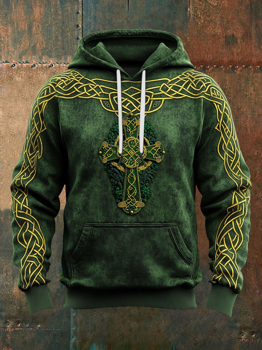 St Patricks Day Shamrock Cross Art Hoodie Faith Clothing St Patrick's Day Gift Ideas