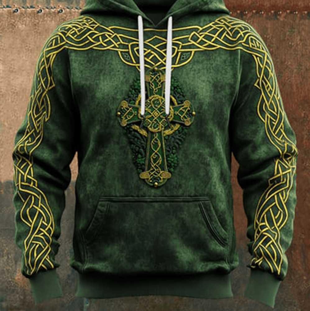 St Patricks Day Shamrock Cross Art Hoodie St Patrick's Day Outfit St Paddy's Day Apparel