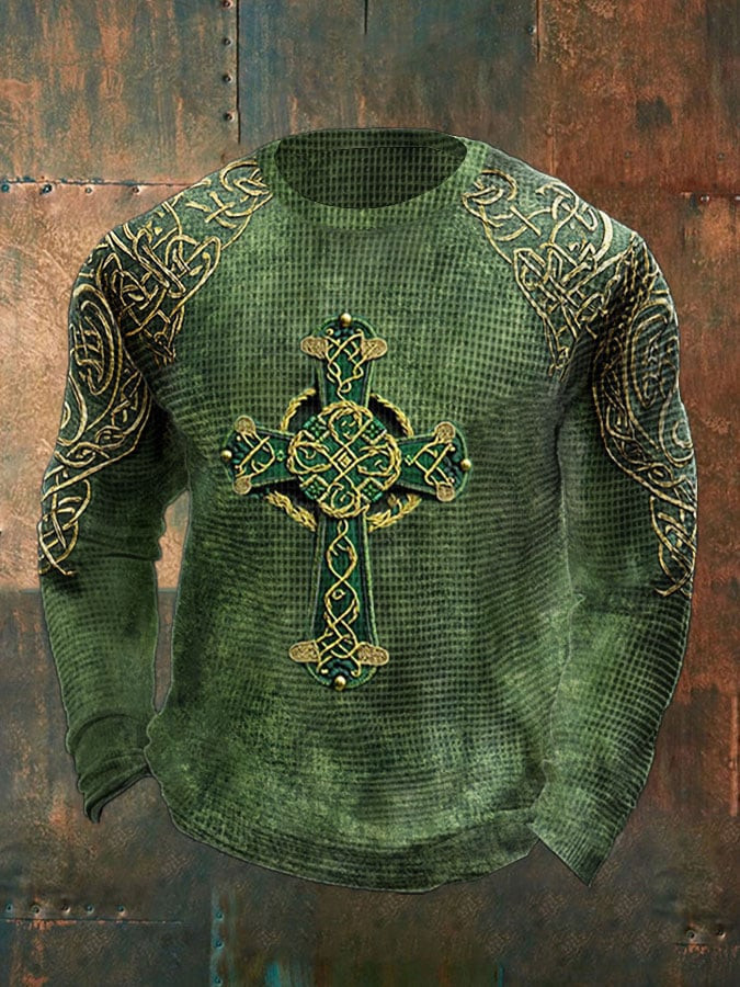 St Patricks Day Shamrock Cross Art Long Sleeve Shirt Your Luck Day Holiday Apparel Gifts