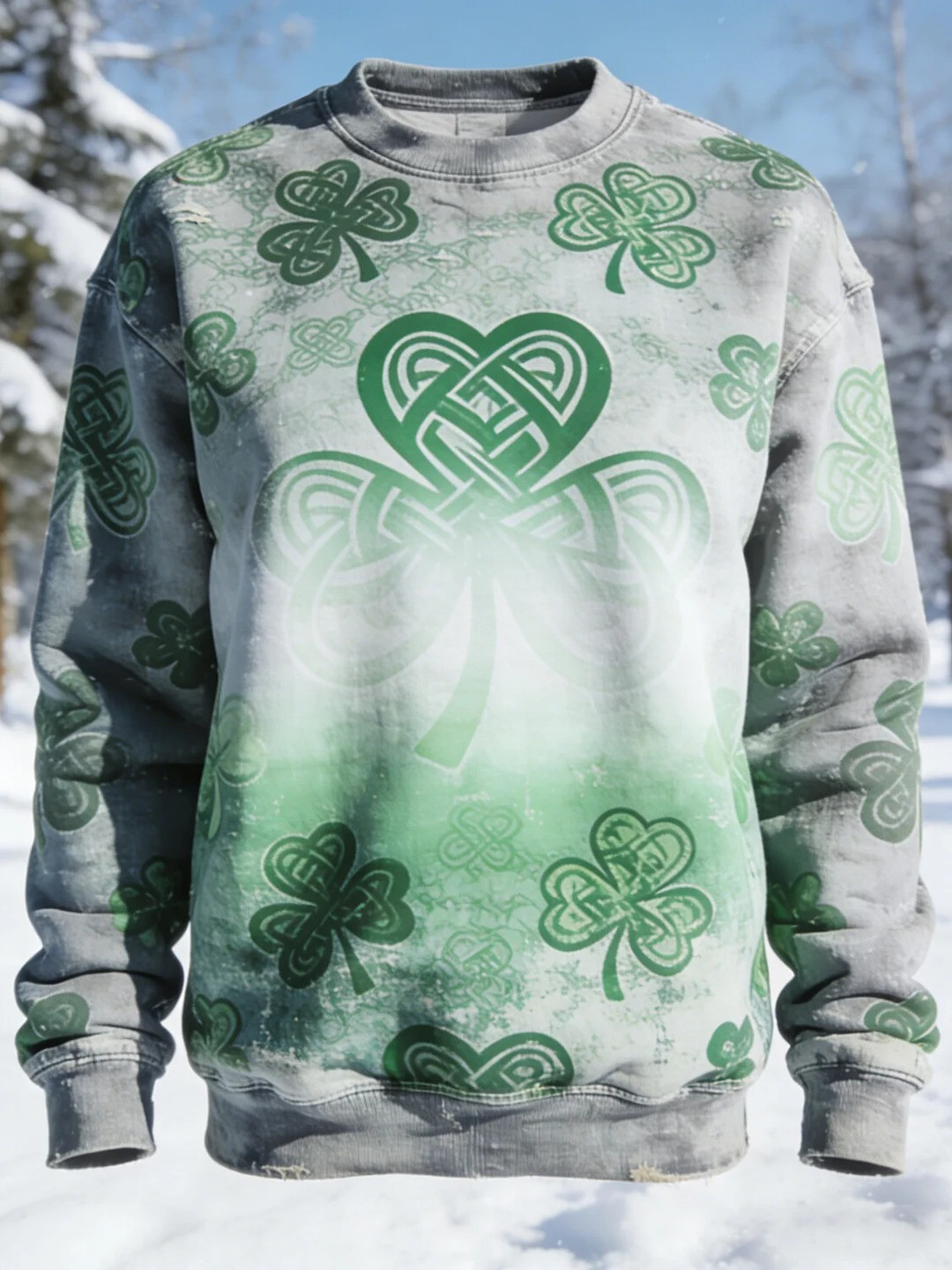St Patricks Day Shamrock Ethnic Pattern Graphic Sweatshirt Irish Lucky Clover Gift Men