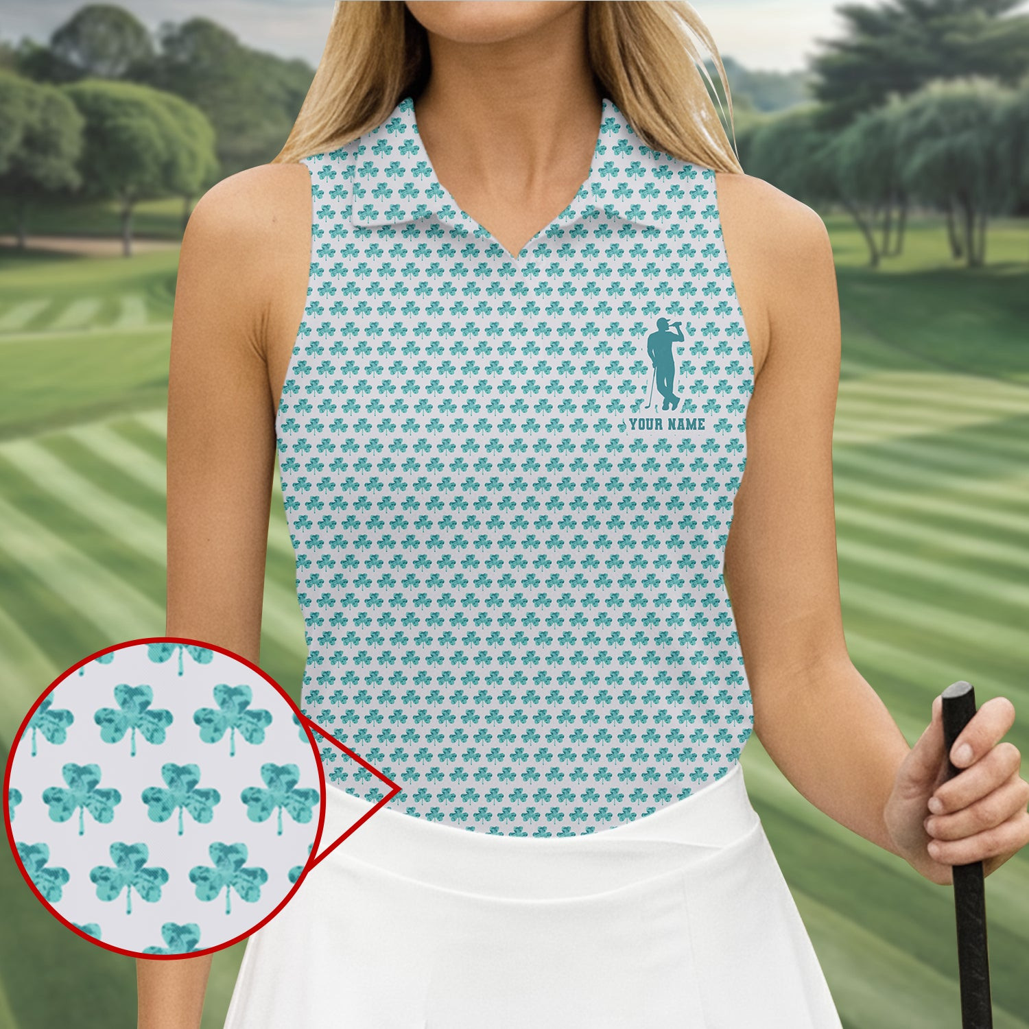 St Patrick's Day Shamrock Golf And Beer Sleeveless Polo Shirt Best Golf Clothes Mother's Day Gift For Wife