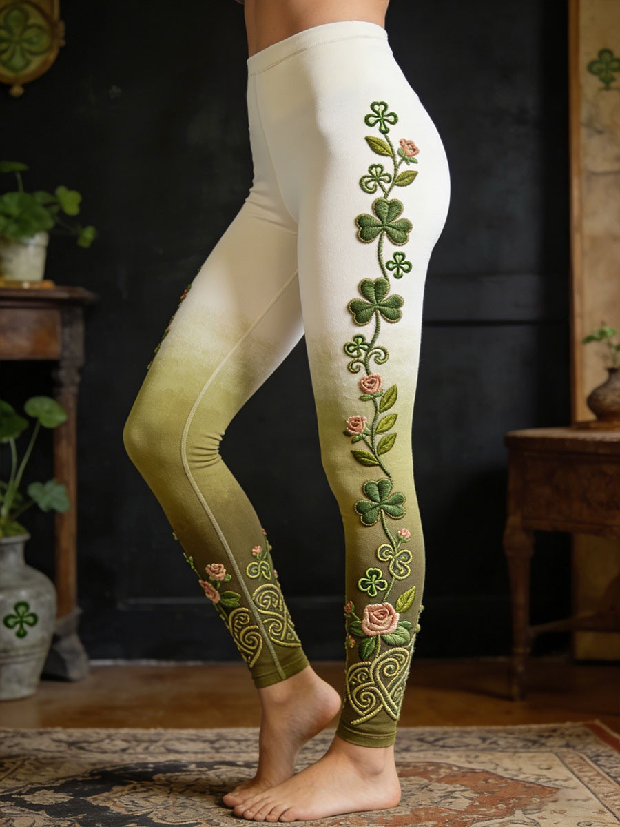 St Patricks Day Shamrock Graphic Leggings Women Irish Lucky Clover Outfit Gift For Her