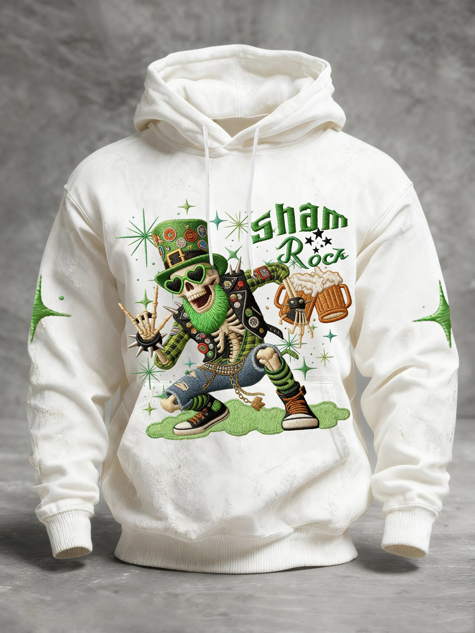 St Patrick's Day Shamrock Skeleton Hoodie St Pattys Day Outfit Fun St Patrick's Day Gifts