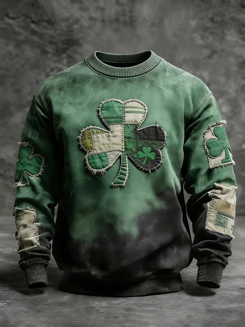 St Patricks Day Shamrock Sweatshirt Irish Lucky Clover Outfit Funny St Pattys Day Sweater Gift