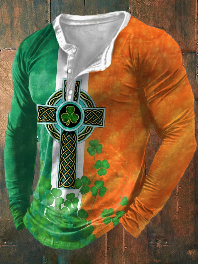 St Patricks Day Shamrocks Irish Celtic Knot Cross Long Sleeve Shirt St Pattys Day Outfit