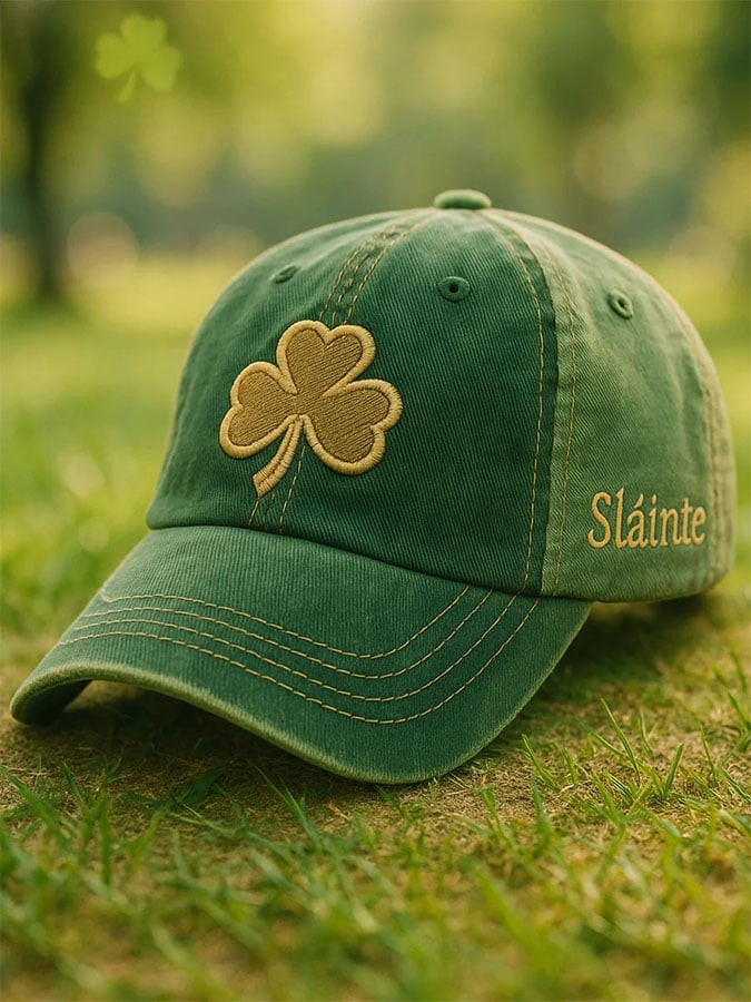 St Patrick's Day Slainte Hat Shamrock Graphic Baseball Cap Cool Gifts For Enthusiasts