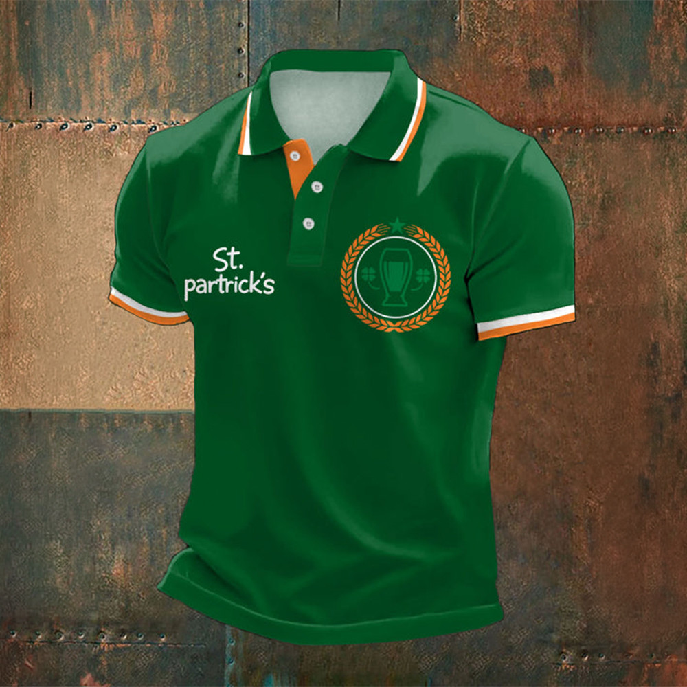St Patrick's Day Stout Irish Beer Polo Shirt Saint Patrick's Day Clothes Gift For Him