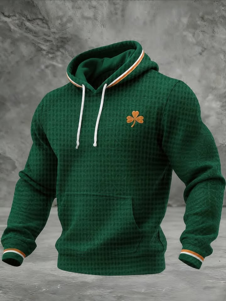 St Patricks Day Waffle Hoodie Irish Lucky Clover Shamrock Fan Gear Gift For Men